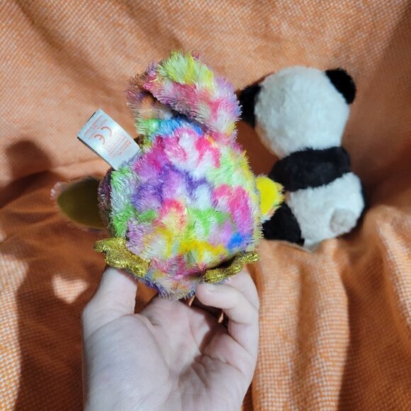 SET TY Unicorn Owl Enchanted 6 Inch Beanie Boo & Ty Reg Bamboo Panda-Bear Beanie - Picture 6 of 8